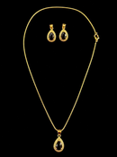 Conjunto Gota Preta Crav + Brinco Banhado a Ouro 18k
