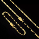Kit Corrente e Pulseira 3x1 4mm Banhado a Ouro 18k