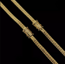 Corrente Flat Detalhada 6mm Banhado a Ouro 18k