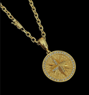 Corrente Cadeado 4mm + Pingente Rosa Dos Ventos Crav P Banhado a Ouro 18k