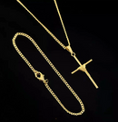 Kit Corrente e Pulseira Grumet Pitbull 3mm + Pingente Cruz Amarrado Banhado a Ouro 18k