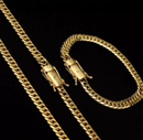 Kit Corrente e Pulseira Grumet Dupla 6mm Banhado a Ouro 18k | Marcação 750