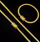 Kit Corrente e Pulseira Grumet Flat 4 mm Banhado a Ouro 18k | Marcação 750