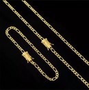Kit Corrente e Pulseira 3x1 4mm Banhado a Ouro 18k