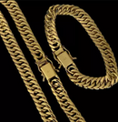 Corrente e Pulseira Grumet dupla 13mm Banhado a Ouro 18k