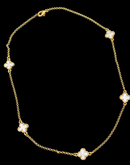 Corrente Trevo Branco Perolado P Banhado a Ouro 18k