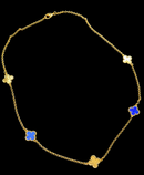 Corrente Trevo Azul e Dourado Banhado a Ouro 18k