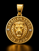 Pingente Redondo Leão Da Tribo de Judá P Banhado a Ouro 18k