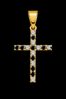 Pingente Cruz Cravejado P Banhado a Ouro 18k (Preto)