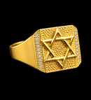 Anel Ajustáve Estrela de Davi Liso Banhado Ouro 18k
