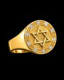 Anel Ajustável Redondo Estrela de Davi Banhado Ouro 18k