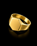 Anel Ajustável Hexágono Liso Banhado Ouro
