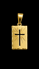 Pingente Plaquinha Cruz P Banhado a Ouro 18k