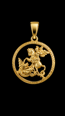 Pingente Redondo São Jorge P Vazado Banhado a Ouro 18k