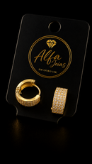 Brinco Argolinha Grossa P Cravejada Banhado a Ouro 18k