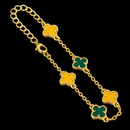 Pulseira Trevo Verde e Amarelo P Banhado a Ouro 18k