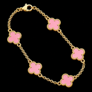 Pulseira Trevo Rosa Banhado a Ouro 18k